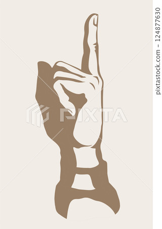 Finger pointing to an object. Vector drawing Finger pointing to an object. Vector drawing 124877630