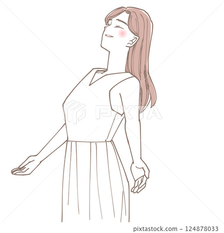 Illustration of a woman taking a deep breath 124878033