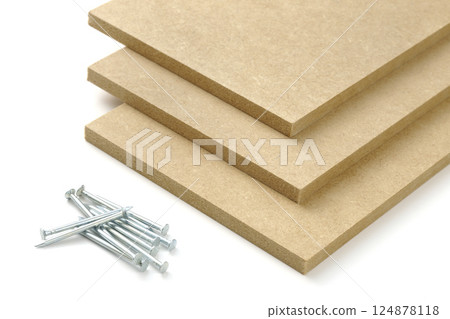 MDF board and nails 124878118