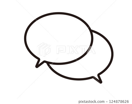 Monochrome speech bubble icon drawn with simple black lines 124878626