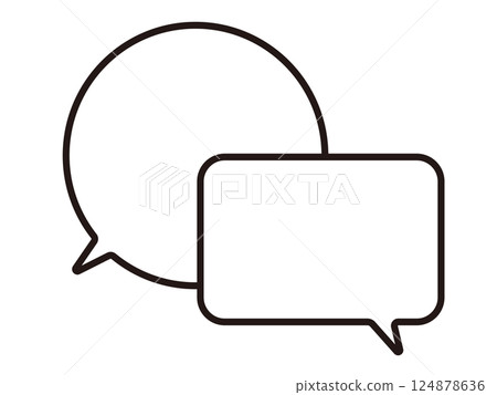 用簡單的黑線繪製的單色語音氣泡圖標 124878636