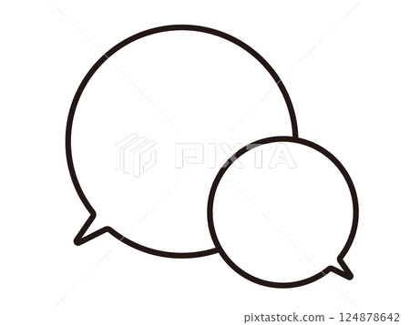 Monochrome speech bubble icon drawn with simple black lines Monochrome speech bubble icon drawn with simple black lines 124878642