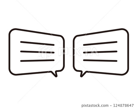 Monochrome speech bubble icon drawn with simple black lines Monochrome speech bubble icon drawn with simple black lines 124878647
