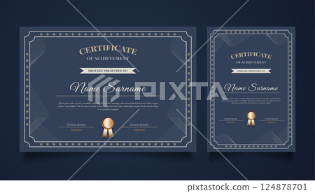 Luxury Certificate Template with Vintage Ornaments 124878701