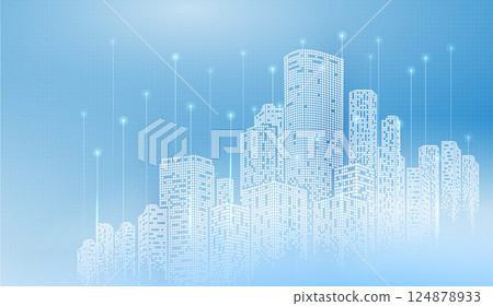 City buildings abstract background. Smart city, urban concept, real estate, organization office 124878933