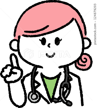 Female doctor pointing Female doctor pointing 124879203