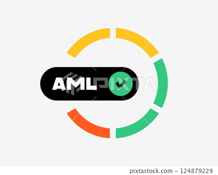 AML compliance icon with check mark and progress ring. Ideal for anti money laundering, risk monitoring and regulatory illustration concepts. Aml vector illustration and icons AML compliance icon with check mark and progress ring. Ideal for anti money laundering, risk monitoring and regulatory illustration concepts. Aml vector illustration and icons 124879229
