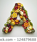 Alphabet letter A made with fruit and vegetables 124879688