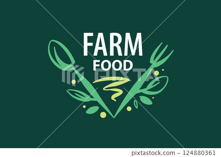 Vector logo of farm products, hand-drawn Vector logo of farm products, hand-drawn 124880361