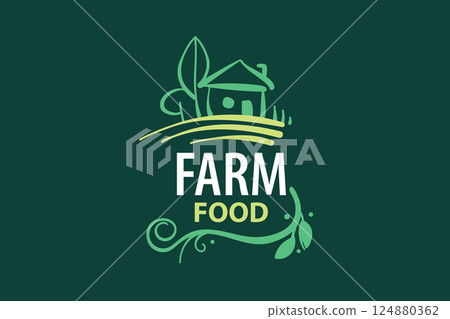 Vector logo of farm products, hand-drawn 124880362