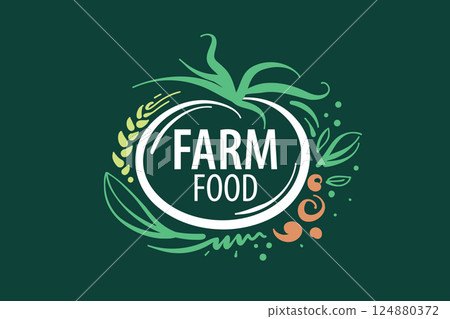 Vector logo of farm products, hand-drawn 124880372