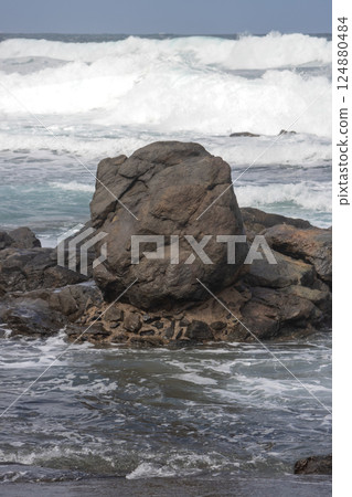Waves and rocky Atlantic ocean coast, Spain Waves and rocky Atlantic ocean coast, Spain 124880484