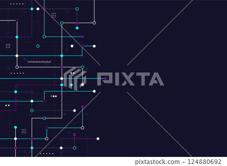 Network circuit connection lines and dots. Technology and Big data concept. Vector illustration Network circuit connection lines and dots. Technology and Big data concept. Vector illustration 124880692