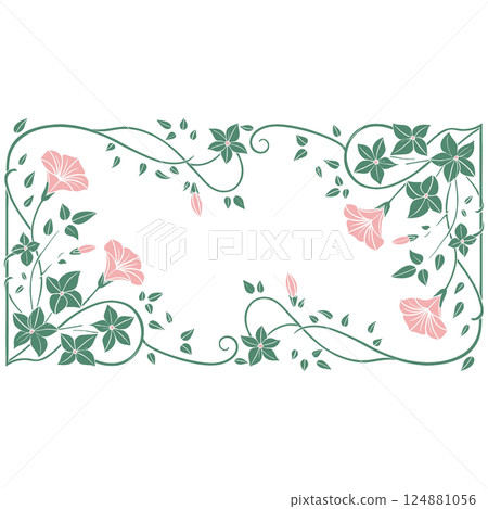 seamless floral pattern in pink, blue and white colors with a bouquet of roses. frame of beautiful flowers and leaves vector design seamless floral pattern in pink, blue and white colors with a bouquet of roses. frame of beautiful flowers and leaves vector design 124881056