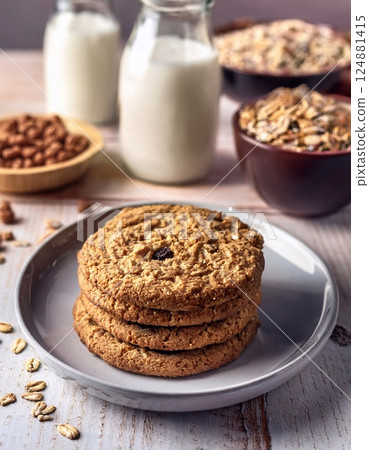 Whole Wheat cookie with Mixed Cereal, Healthy home cooking concept 124881415