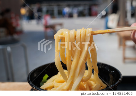 Soy sauce udon with egg (Sanuki udon) 124881465