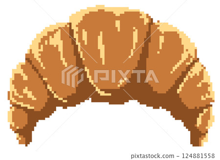 Simple pixel art croissant 124881558