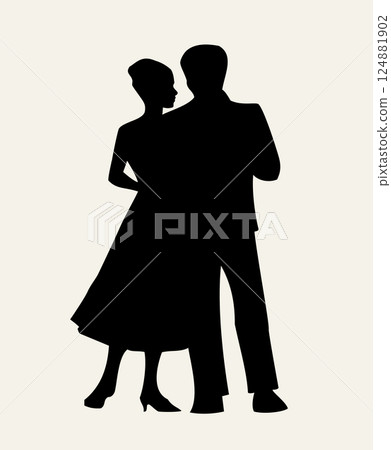 Vector drawing. Dating man and woman 124881902