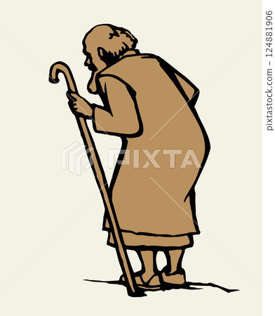 Vector drawing. Jewish man walk Vector drawing. Jewish man walk 124881906