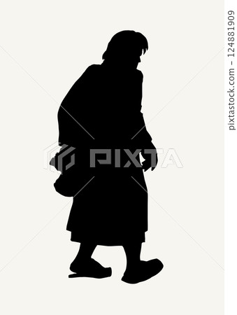 Vector drawing. Man with a bag Vector drawing. Man with a bag 124881909