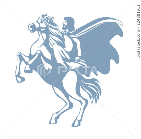 Vector drawing. Man on the horse Vector drawing. Man on the horse 124881911