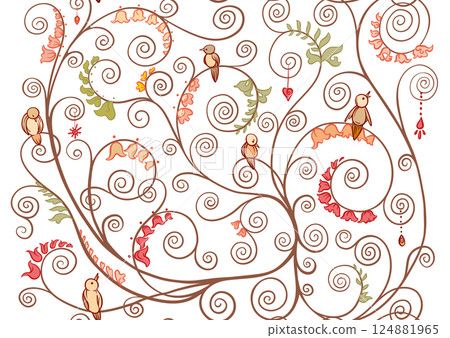 Tree branches with birds, inspired by Gustav Klimt's tree of life Tree branches with birds, inspired by Gustav Klimt's tree of life 124881965