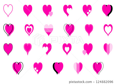 Simple heart symbol set pink 124882096