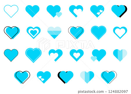 Simple heart symbol set light blue Simple heart symbol set light blue 124882097