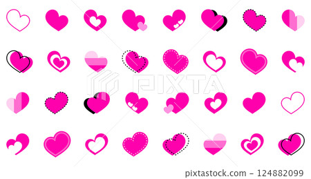 Simple heart symbol set pink Simple heart symbol set pink 124882099