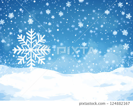 Illustration of large snowflakes on blue background 124882167