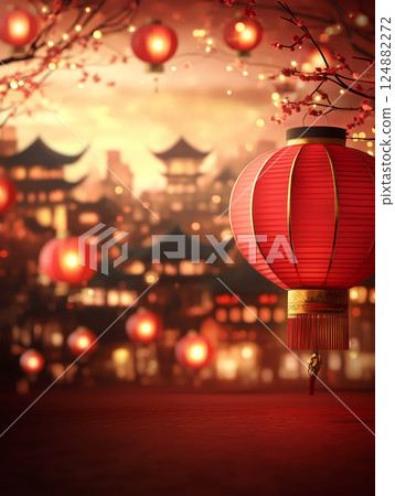 古鎮上的傳統節日紅色燈籠特寫 古鎮上的傳統節日紅色燈籠特寫 124882272