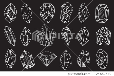 Diamonds, Hand drawn style, vector illustration. 124882549