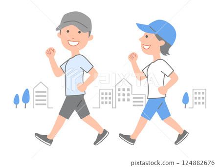 春夏季青年男女步行增強體質 春夏季青年男女步行增強體質 124882676