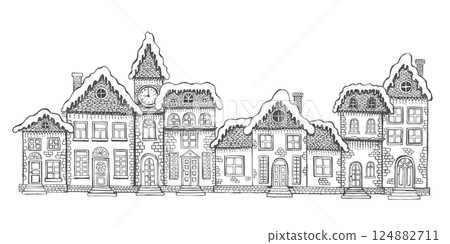 christmas, sketch, castle 124882711