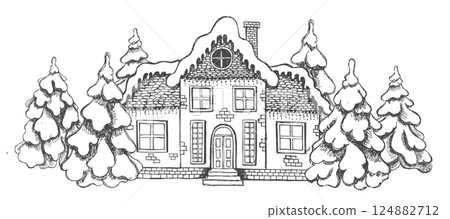 christmas, sketch, castle 124882712