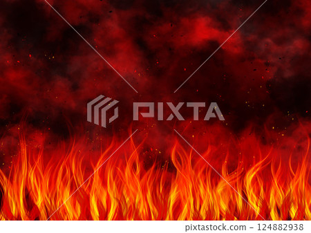 A mysterious and eerie background of a burning fire 124882938
