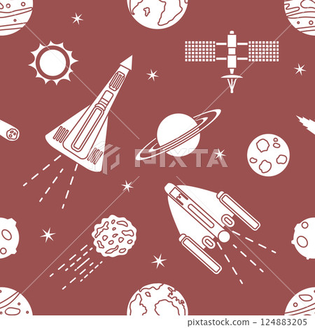 Space Pattern Telescope Planets Shuttle Galaxy 124883205