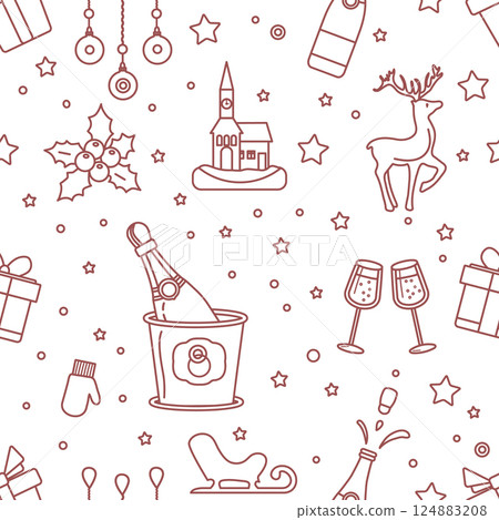 New year 2025 Christmas vector seamless pattern 124883208