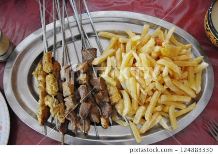 Morocco, Kasbah Road, Kebab, Local Cuisine 124883330