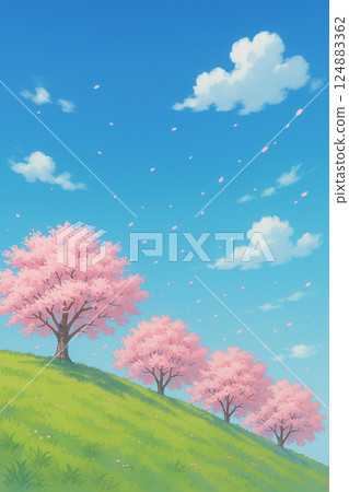 Fresh blue sky and cherry blossoms in full bloom Fresh blue sky and cherry blossoms in full bloom 124883362