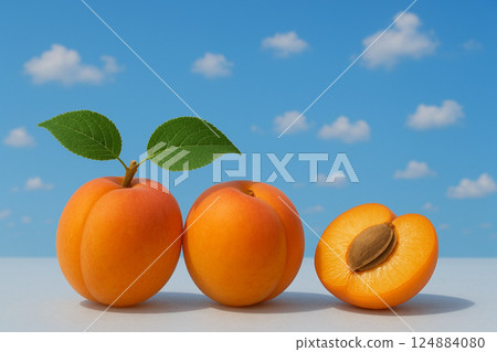 Freshly photographed apricots 124884080