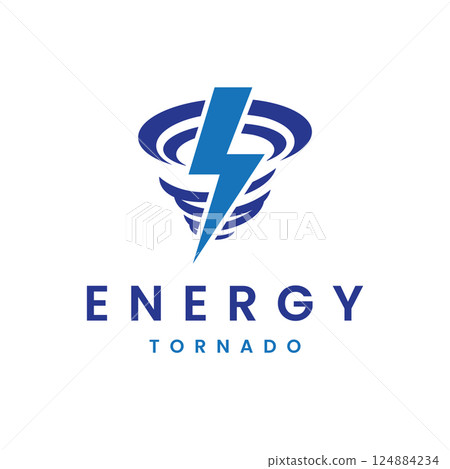 Tornado or Storm with Thunderbolt Energy Lightning Symbol can be used for Energy Business Logo design 124884234