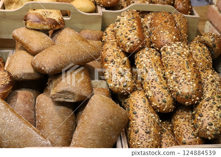 bread and bakery products in a store in Israel bread and bakery products in a store in Israel 124884539