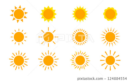 Simple sun illustration icon set - Stock Illustration [124884554] - PIXTA
