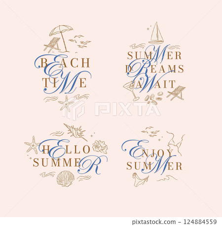 Summer mood letterings collection beige Summer mood letterings collection beige 124884559