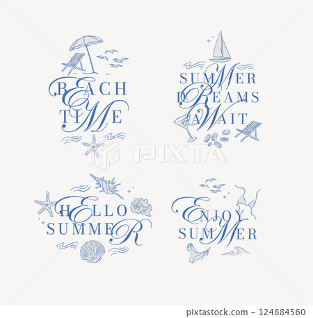 Summer mood letterings collection blue 124884560