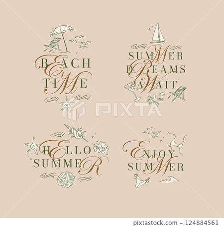 Summer mood letterings collection brown Summer mood letterings collection brown 124884561
