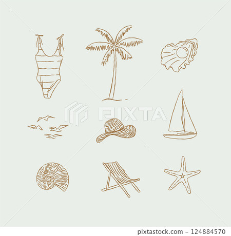 Summer beach relax icons collection turquoise 124884570