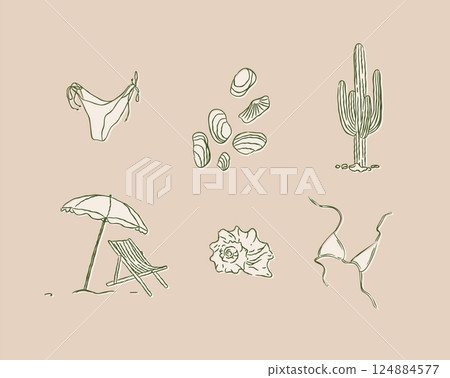 Summer vacation icons collection brown 124884577