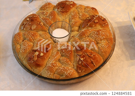 bread and bakery products in a store in Israel 124884581